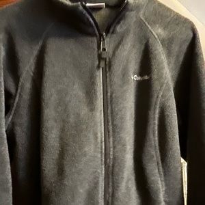 Dark grey Columbia fleece jacket. Zip up with pockets. Size XL